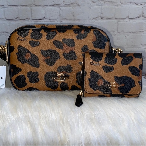 Coach Handbags - 🐆Coach LEOPARD JES Crossbody and TRIFOLD Wallet 2pc Set